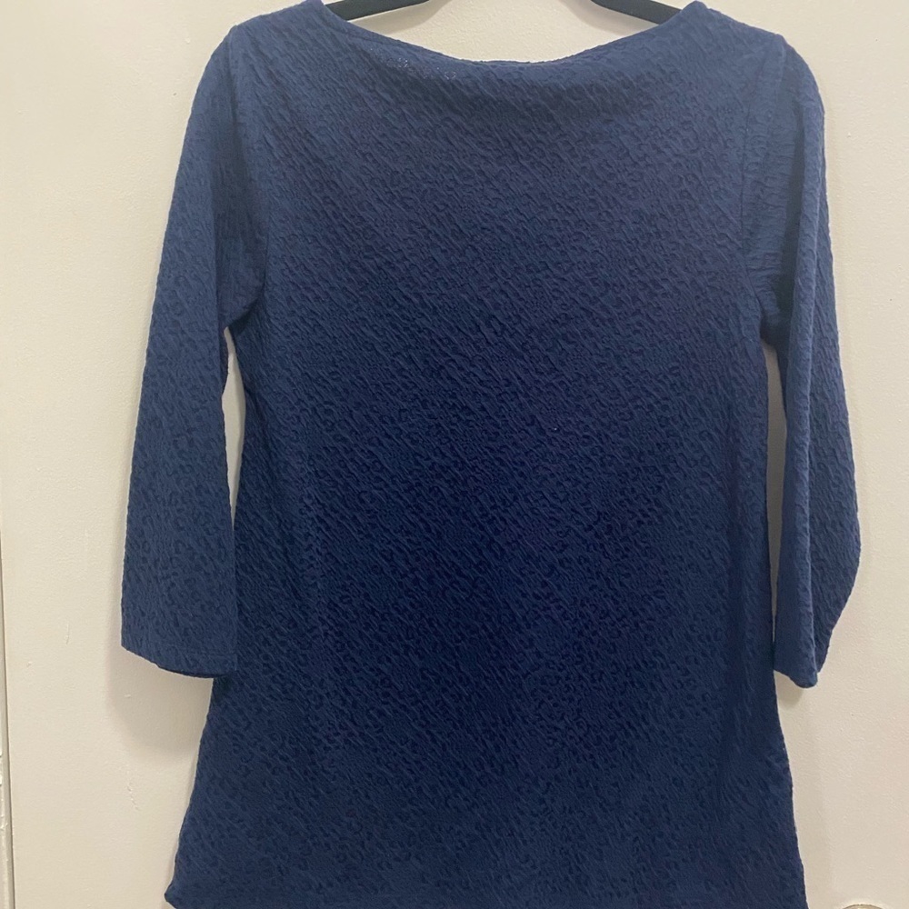 Chico’s Burnout Navy Tunic Top - Picture 4 of 5